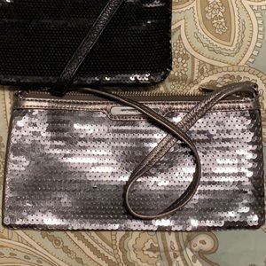 Michael Kors Pewter Sequined Wristlet
